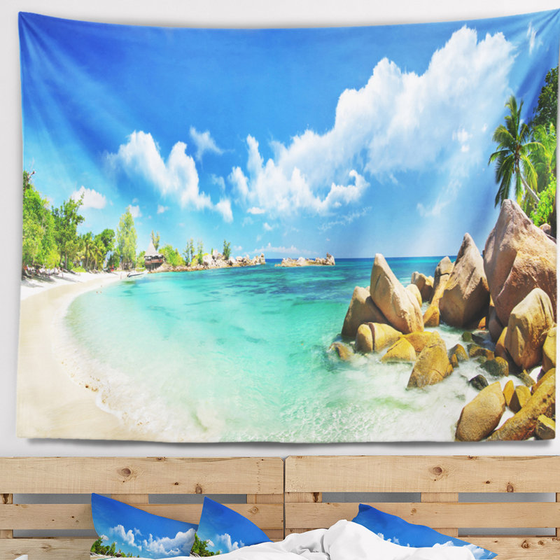 Paysage de Schafer, tapisserie des îles Seychelles, H 32 po x l 39 po