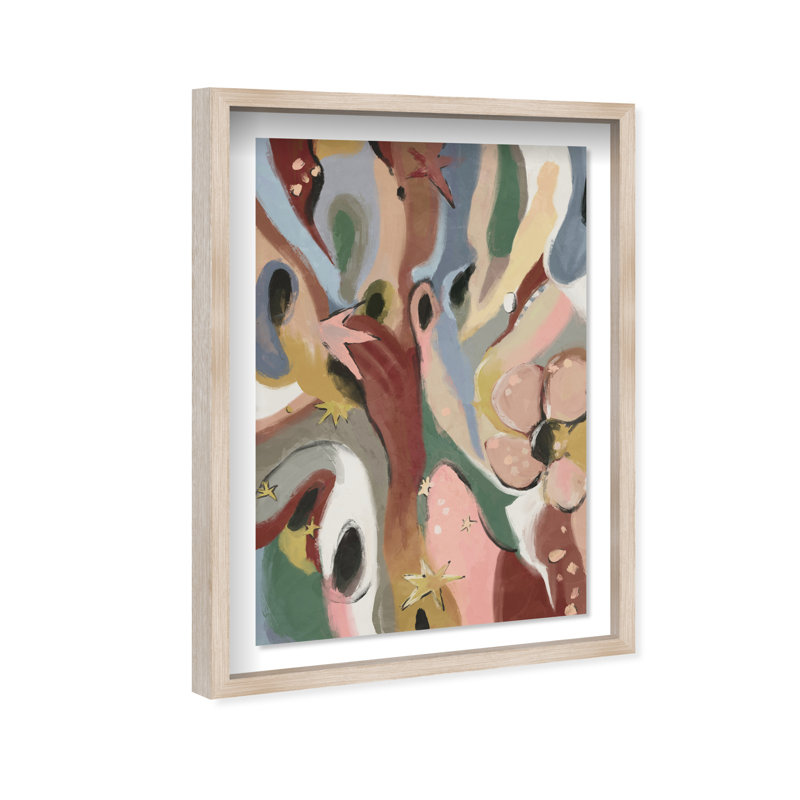 Modern Folk I Shadowbox Abstract Print by Oliver Gal, Black Frame, 10 x 15, Natural Oak Shadowbox, 31.5"H x 46.5"W
