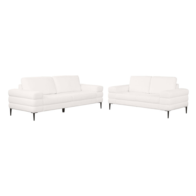 2-piece Chenille Upholstered Sofa Set Ivory