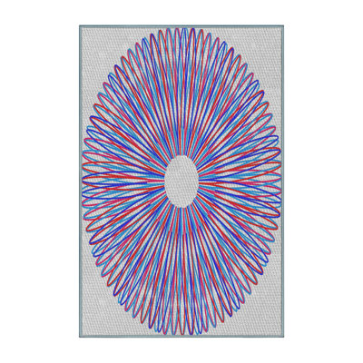 Tapis bleu/rouge à motifs