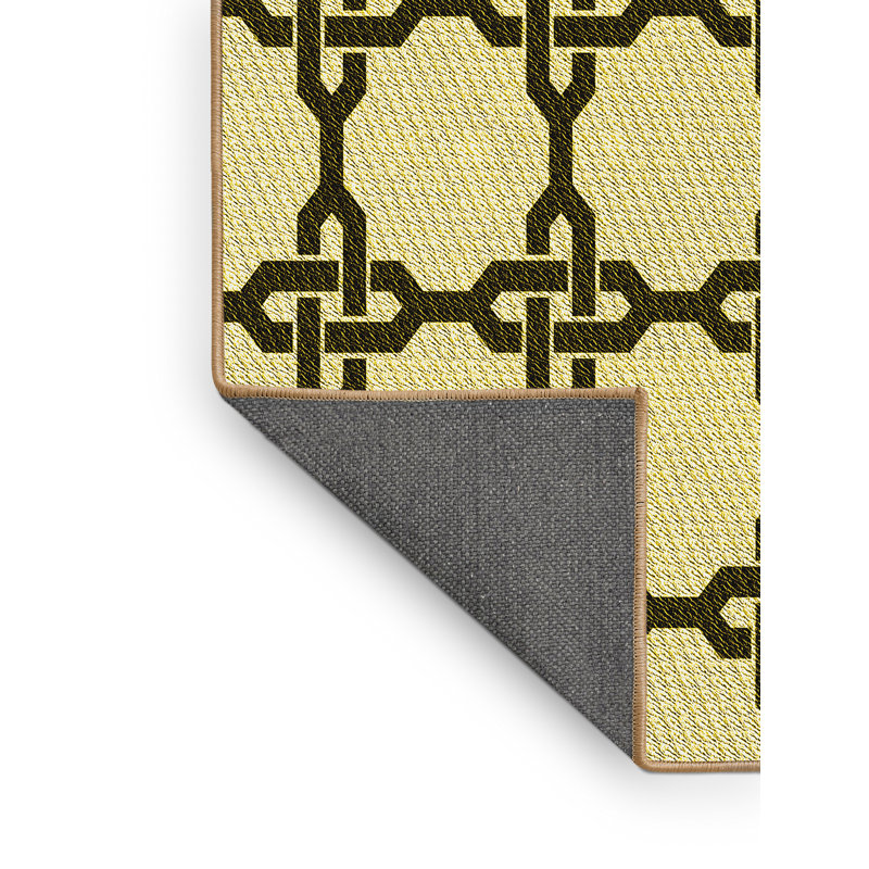 Tapis jaune en laine géométrique, Rectangle 8 pi x 12 pi