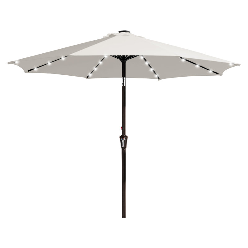 Parasol de marché avec manivelle Beka, H 94,5 po x l 120 po x P 120 po, Blanc cassé / blanc