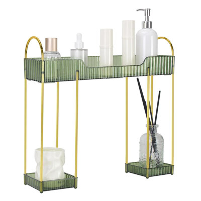 Bathroom Counter Storage Shelf - Green, 2-Tier -  Everly Quinn, 549341B6FC8F495CAC061B0242EFCF3C