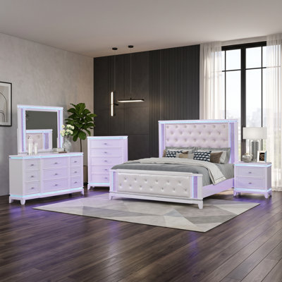 Elmin Upholstered Standard 5 Piece Bedroom Set