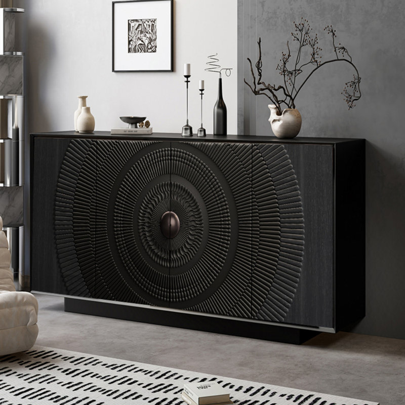 Buffet noir sur pied haut de gamme, H 35,43 po x l 55,12 po x P 15,75 po