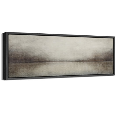 Tableau représentant un paysage de lac gris brumeux, idéal pour le salon, impression giclée sur toile encadrée