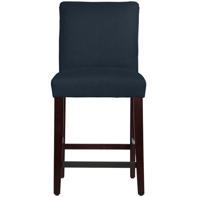 Tabouret de bar et de comptoir Hadrien, Tabouret de comptoir (siège d'une hauteur de 26 p, Lin bleu marine classique