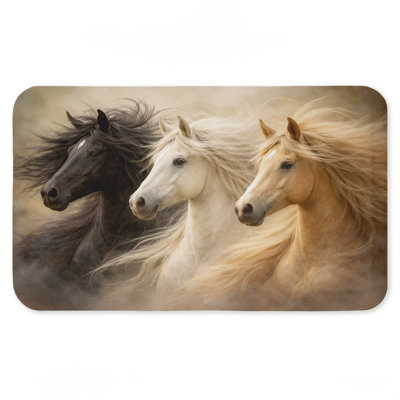 Untamed Spirits Horse Trio Printed Anti-Fatigue Floor Mat, design by Tina LeCour