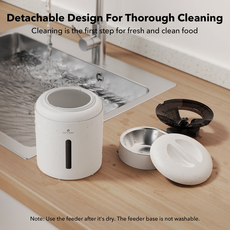White Stainless Steel WiFi Automatic Pet Feeder with Single Bowl