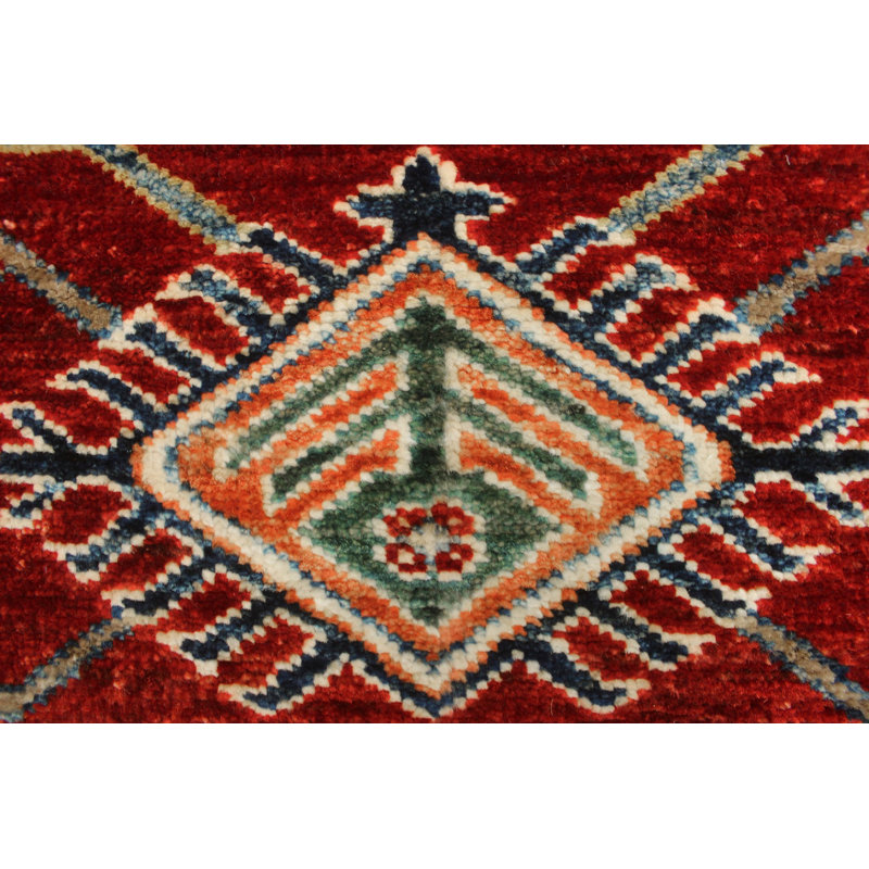 Tapis de zone en laine noué la 4 pi x 6 po one-of-kind Arzola
