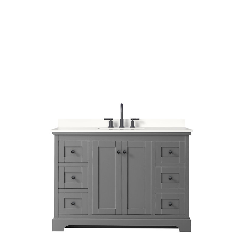 Avery 48'' Dark Gray Single Freestanding Vanity with Carrara Marble Top