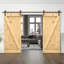 Porte de grange en bois massif lambrissé et métal-86646382-86646389
