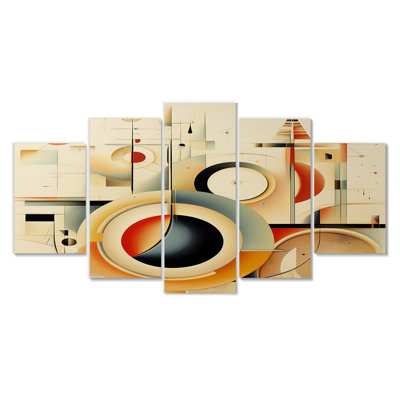 City Out Of Time Retro Colors - Ensemble de 5 décorations murales géométriques