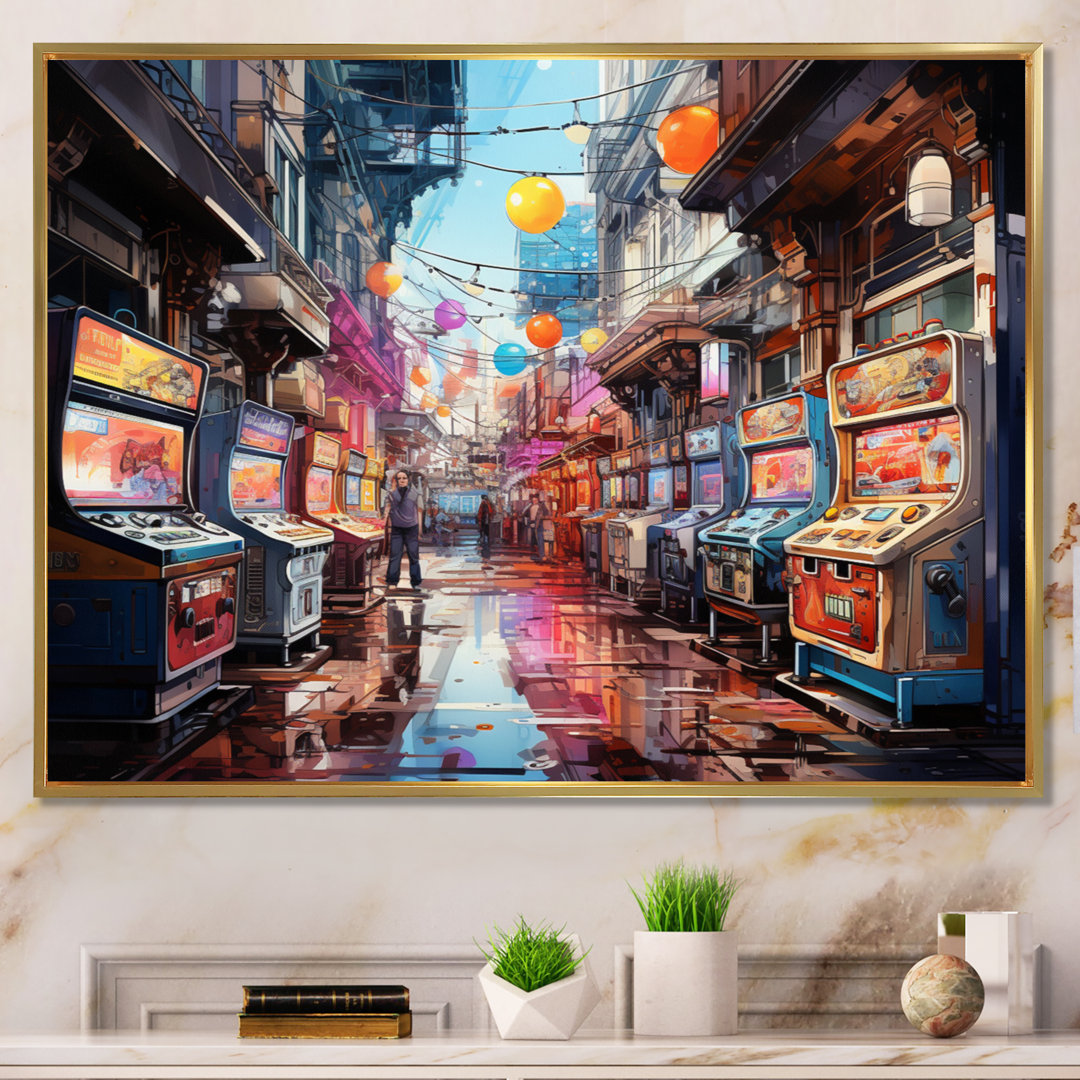 Colorful Video Game Arcade Dreams - Video Games Framed Art Winston Porter 