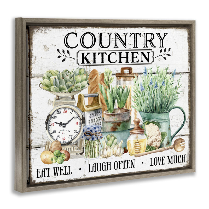  "Country Kitchen Still Life", art mural encadré sur toile flottante par Creatif Belle, Cadre flottant orme Montalcino