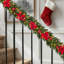 Warm White LED Battery-Operated Pine Garland | PVC Mix, Flexible for Fireplace Mantle, Stairs & Indoor/Outdoor Holiday Decor-9637067