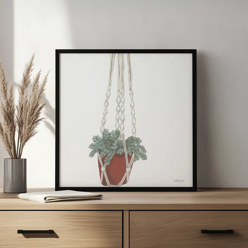 «Hanging House Plant» par Ashley Justice, reproduction d'art, L 20 po x H 20 po, Doré, Impression encadrée