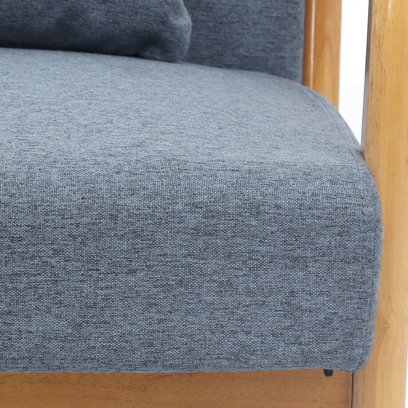Fauteuil d'appoint de 25,6 po Fanci, Lin bleu / bois jaune moyen