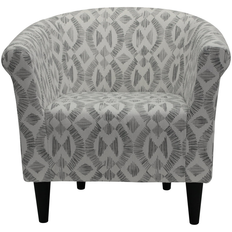 Liam Upholstered Barrel Chair, Light Gray Microfiber/Microsuede