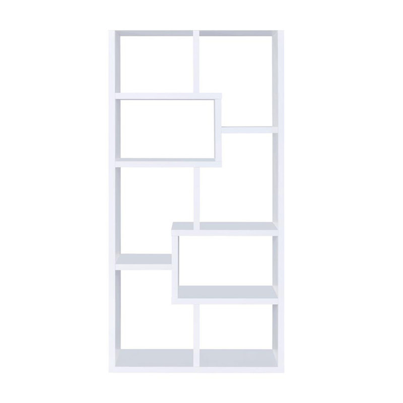 Bibliothèque géométrique rectangulaire à 10 tablettes multiples, Blanc