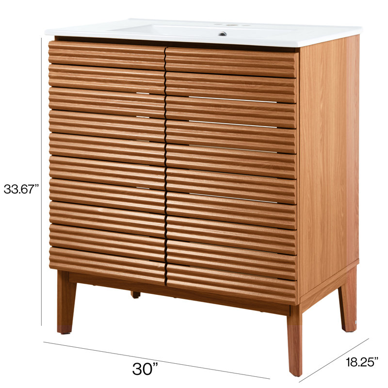 Ensemble de meuble-lavabo simple 30 po Calandre, Brun