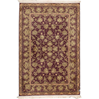 Wool Oriental Area Rug in Wine/Gold