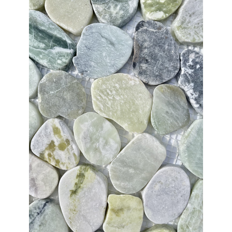 Jade Green Pebble Mosaic 12" x 12" Natural Stone for Floor and Wall