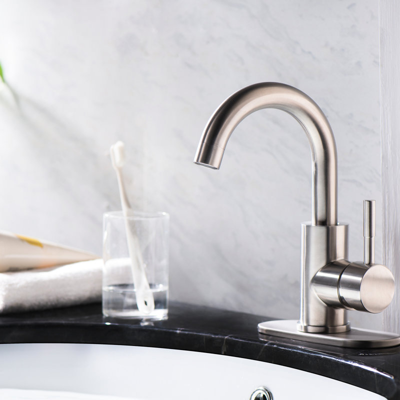 Brushed Nickel Single Hole Bathroom Faucet With One Handle - Built For A Long Service Life And Reliable Performance Offering 1.75 Gpm Water Flow Optimal Functionality
