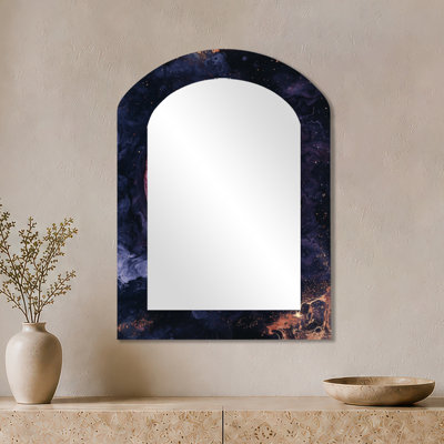 Miroir décoratif Modern Arch - sérénade mauve du croissant de lune ciré, imprimé sur métal