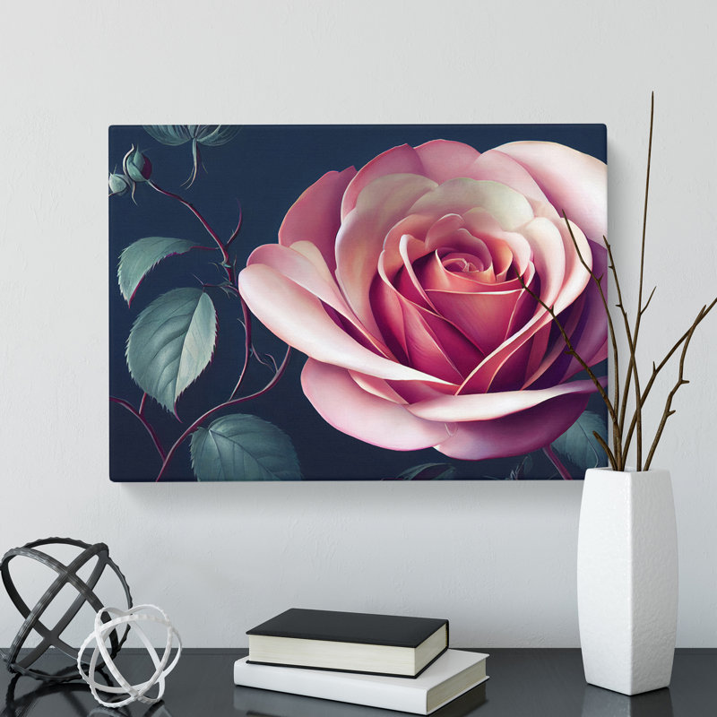 Pleasant Rose Flower - Wrapped Canvas, 35cm H x 50cm W x 3cm D