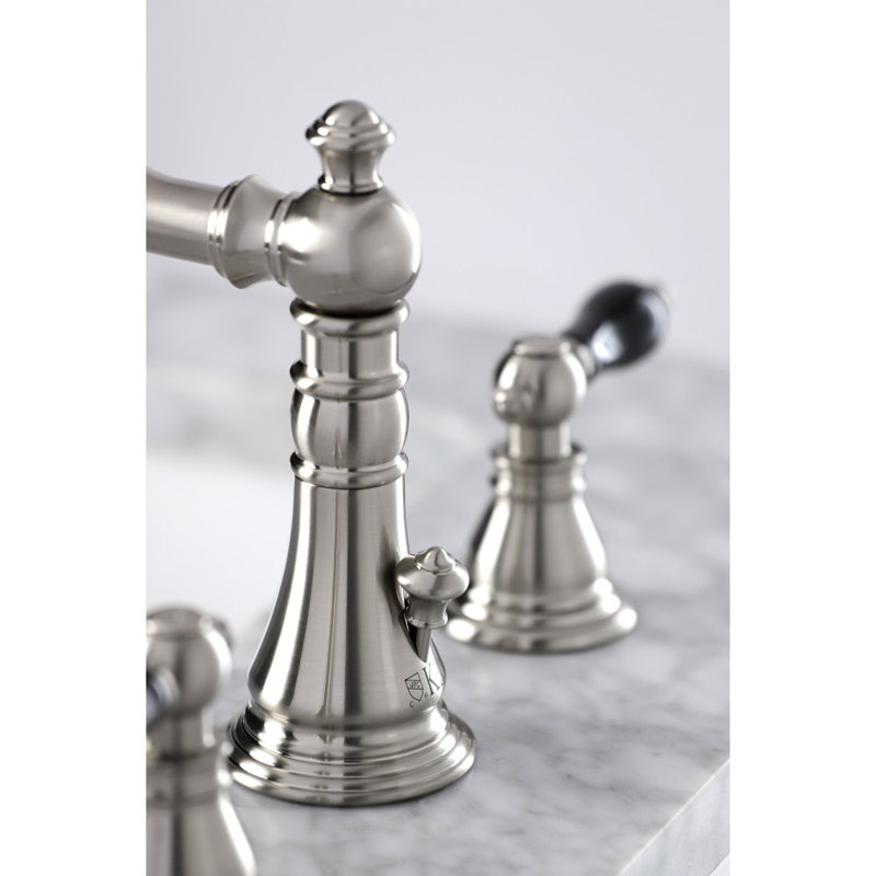 Kingston Brass Duchess Two-Handle 3-Hole Deck Mount Widespread Bathroom Faucet with Pop-Up Drain, Brushed Nickel