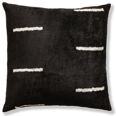 Handmade Black Silk Velvet Pillow 20X20 – Minimalist Modern Designer Cushion