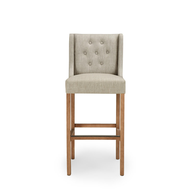 Upholstered Bar & Counter Stool, French Beige Basketweave, Bar Stool (30" Seat Height)