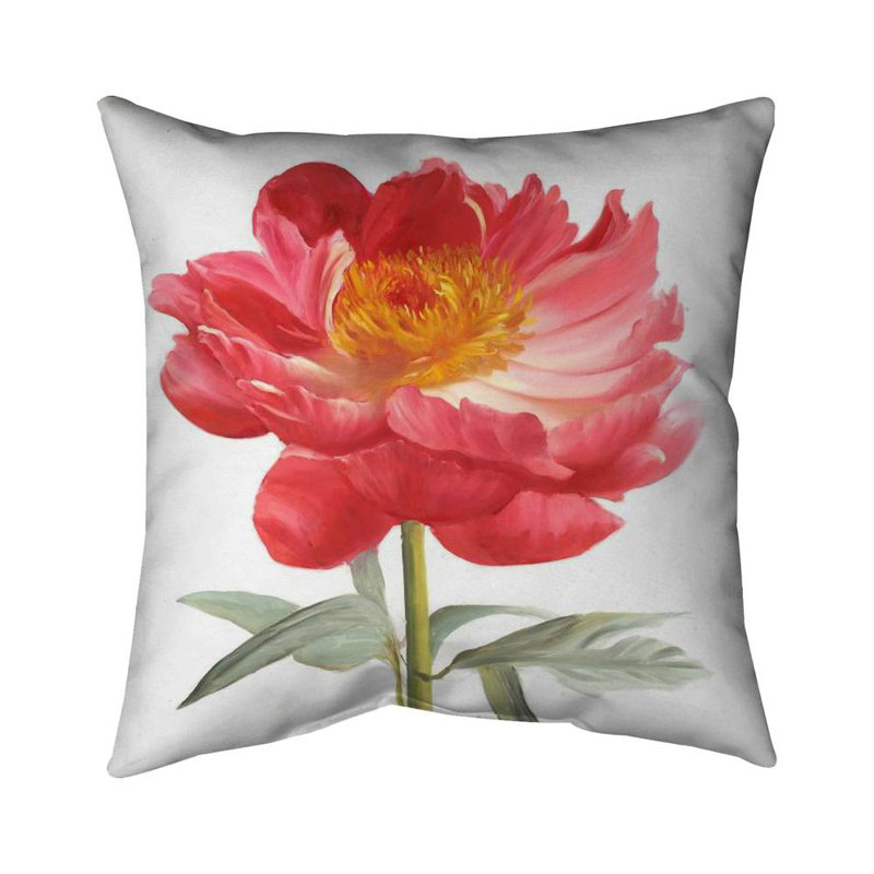 Begin Edition International Pink Peony Square Throw Pillow