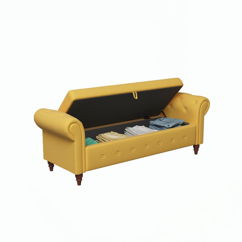 Banc de rangement moderne rembourré, Yellow, Yellow