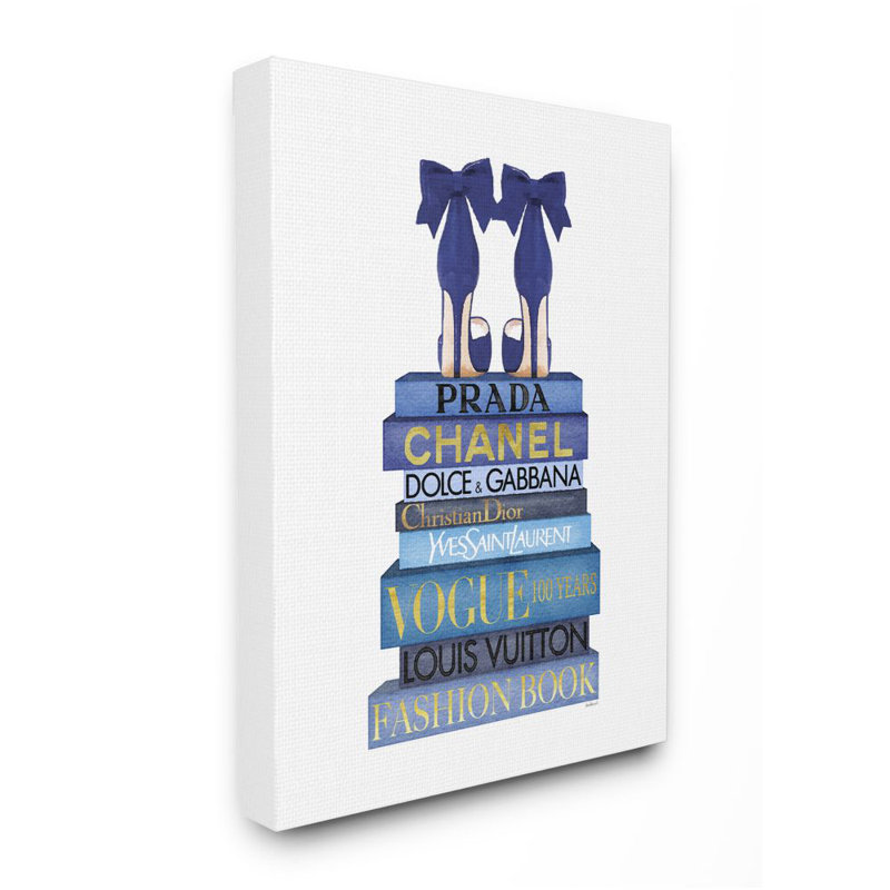 «Blue Bow Heels Above» par Amanda Greenwood, reproduction d'art graphique sur toile, H 20 po x l 16 po x P 1,5 po