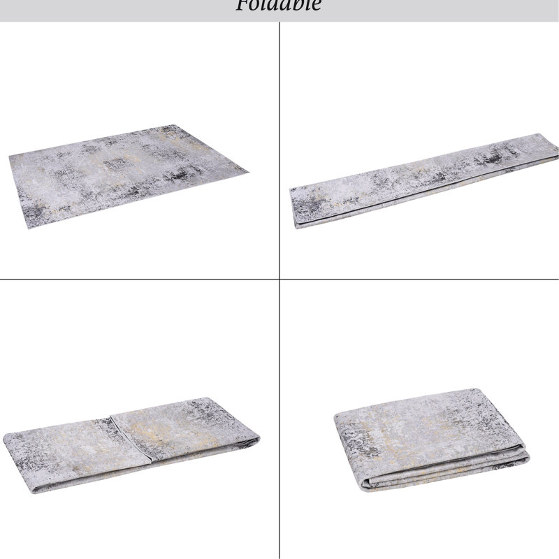 Tapis de couloir 2 pi 6 po x 10 pi, à poils courts lavables pour la chambre à coucher, le salon et la cuisine - gris