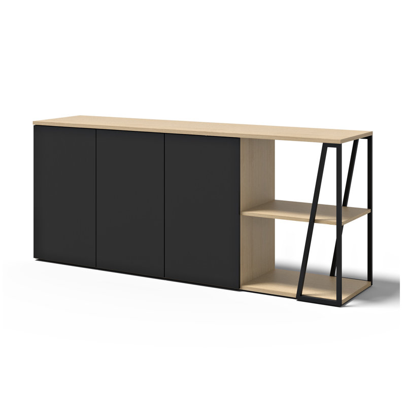 Sharrion 190cm Sideboard, Light Oak/Black