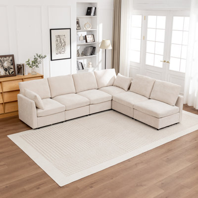 Miller 6 - Piece Upholstered L-shaped Modular Sectional Sofa