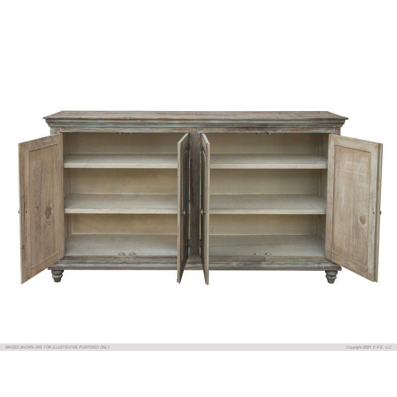 Console en bois massif 71,25 po Cessily, Vert vieilli