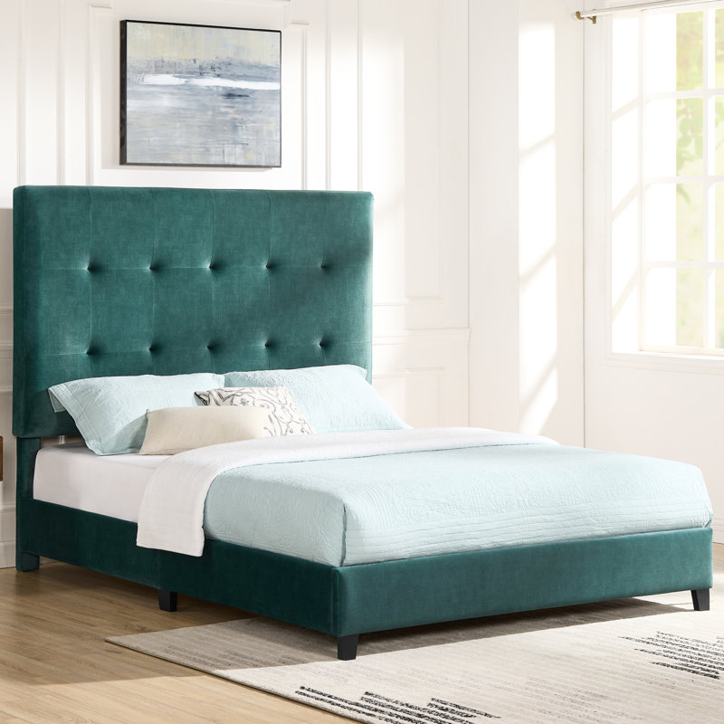 Structure de lit contemporain en velours pour grand lit