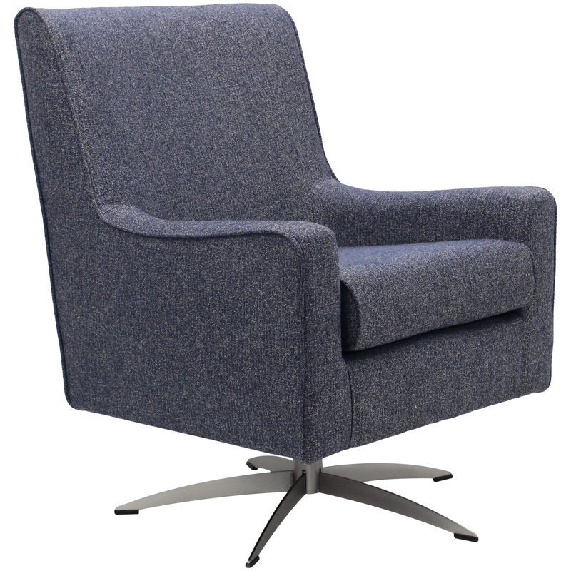 Fauteuil pivotant de 26,25 po Basilina, Mélange de polyester bleu marine Terrace
