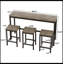 Table de salle à manger de cuisine moderne, table de pub, ensemble de table de salle à manger longue avec 3 tabourets, assemblage facile-824315436