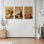 Fruit et vin nature morte sur toile tendue, ensemble de 3 reproductions d'art sur toile