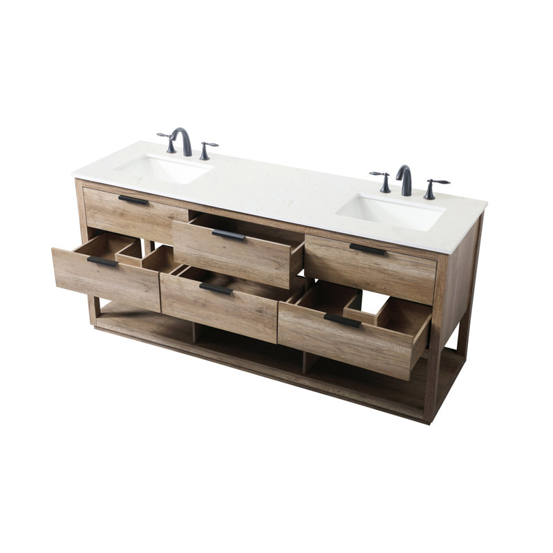 72'' Double Bathroom Vanity with Engineered Marble Top
