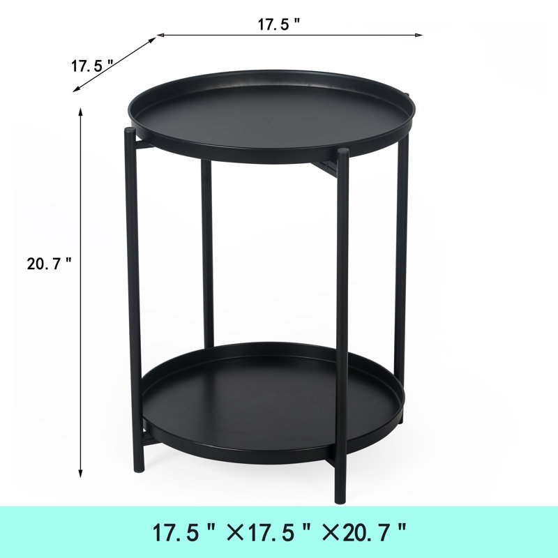 20.7 Height End Table Side Table, Black