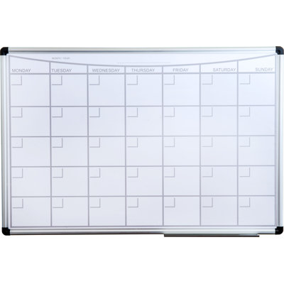Floortex Viztex Lacquered Steel Magnetic Monthly Planner Dry Erase Board with an Aluminium Frame 24" x 36"
