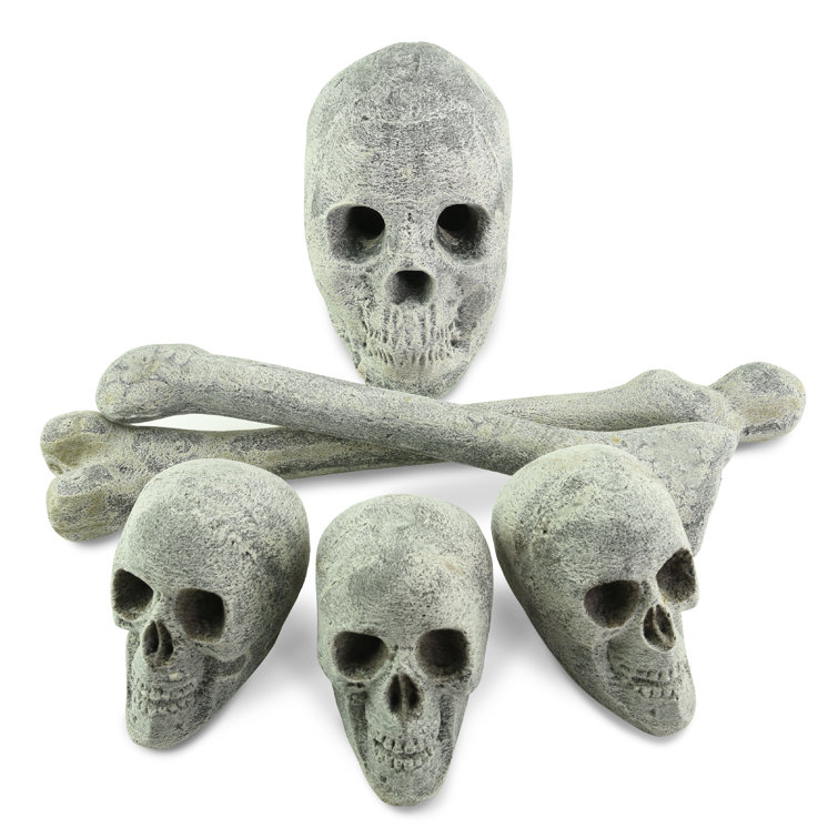 Fire Pit Essentials Ceramic Skulls and Crossbones Fire Pit Lava Rock |  Wayfair