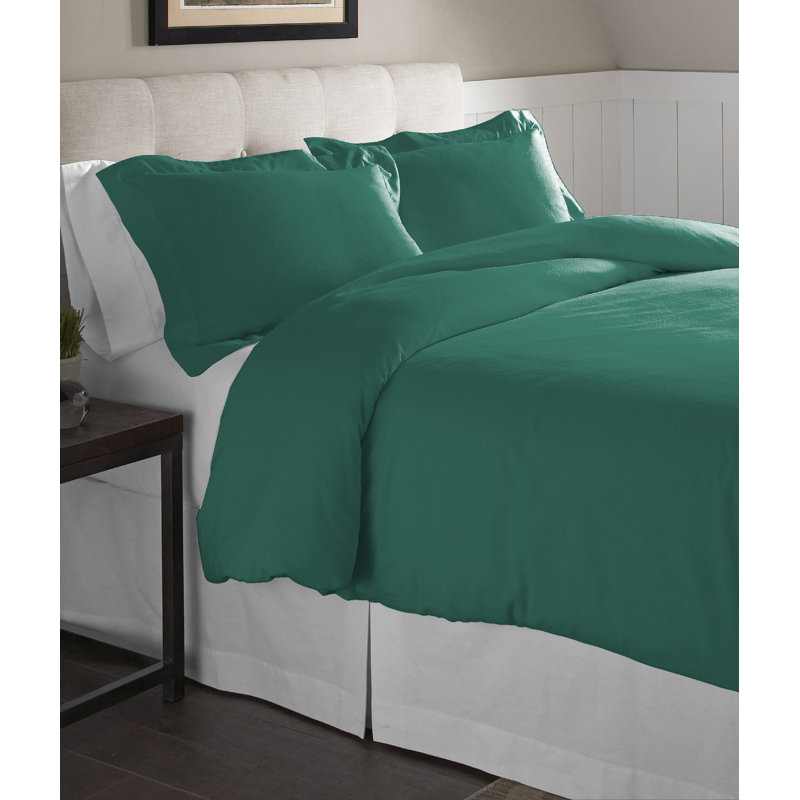 Ensemble de housse de couette 100% coton Pointehaven 175 g / m², Double/Grand, Gris chiné
