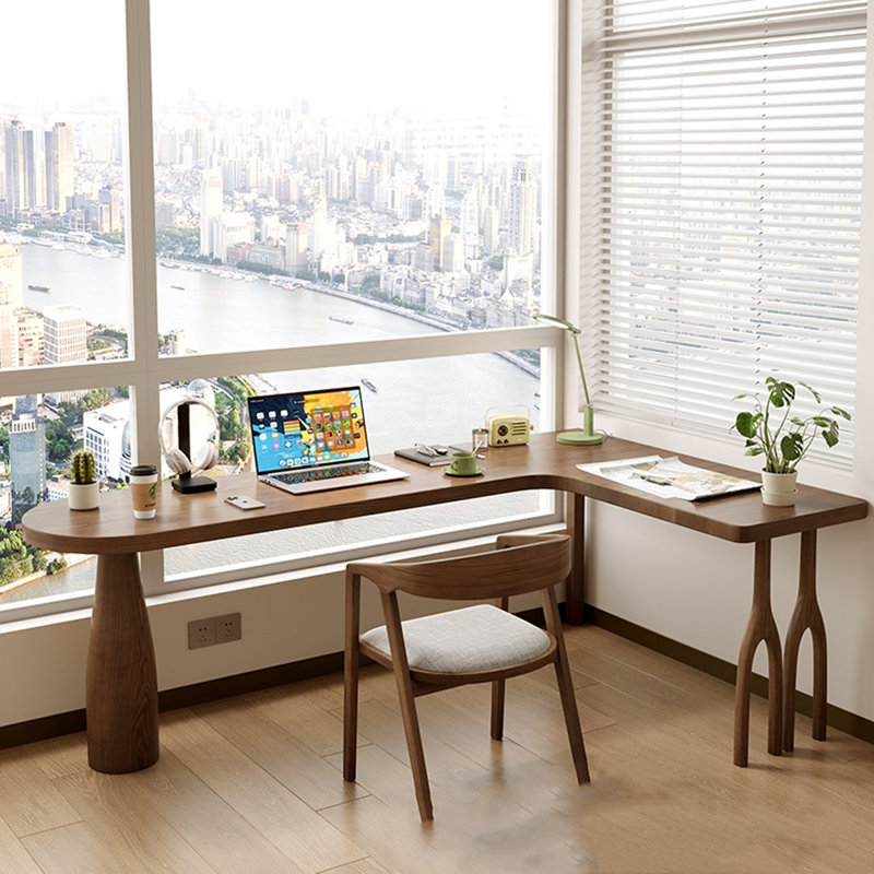 Bureau en bois massif en forme de L, H 29,53 po x l 62,99 po x P 47,24 po
